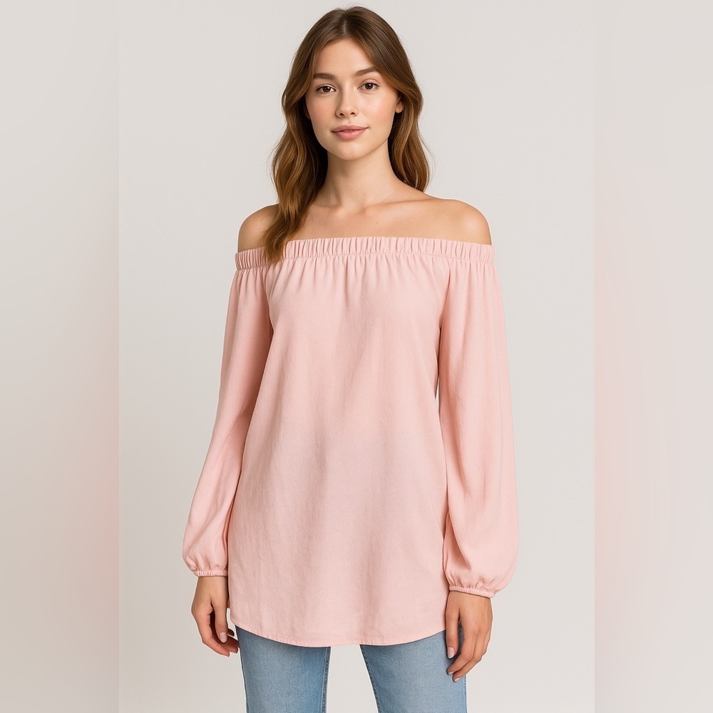 DO+BE Women’s Off Shoulder Blouse Pink Size M Cottagecore Coquette Soft Girl